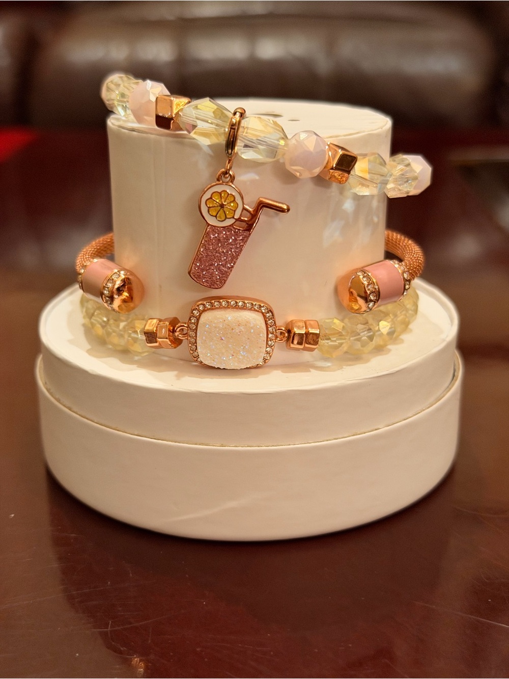 Bomb Party New! Rose Gold Bracelet Set with Drink Charm
